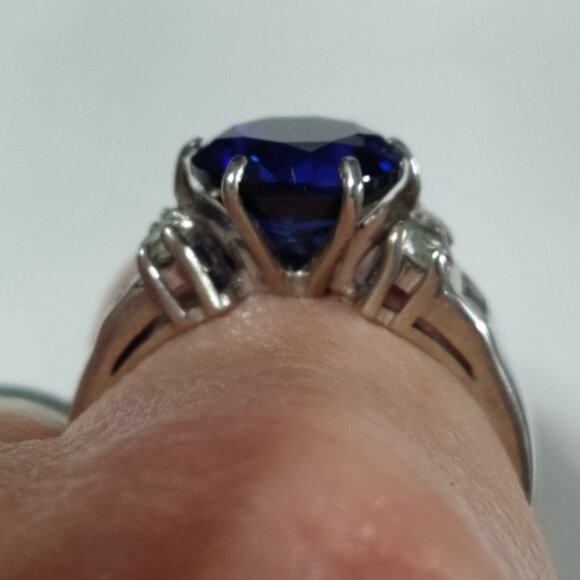 5 ct Genuine Sapphire & Topaz Ring size 7 Sterling Silver stamped 925 tested - Picture 9 of 10